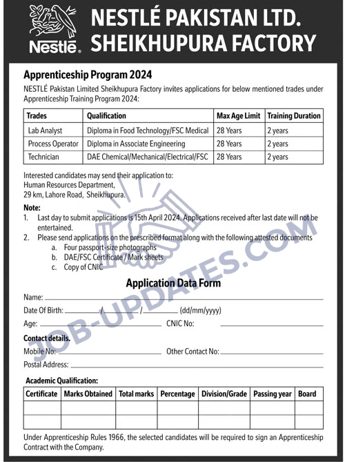 Nestle Apprenticeship Program 2024