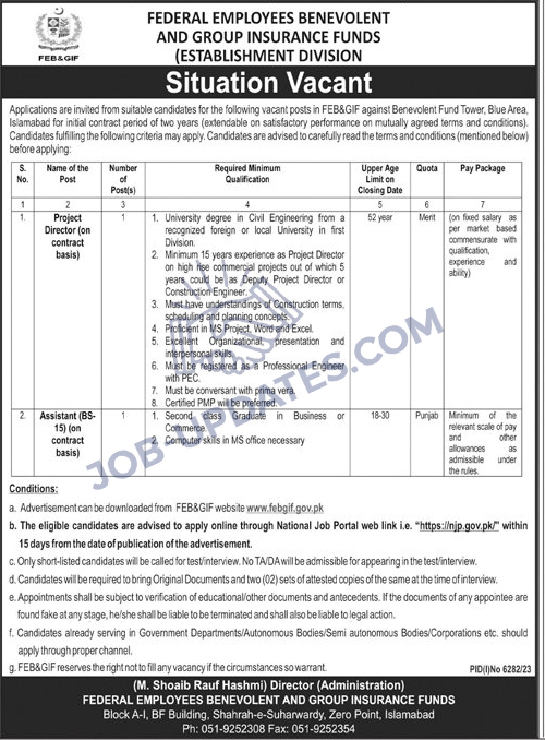 Establishment Division Jobs 2024 - FEB & GIF
